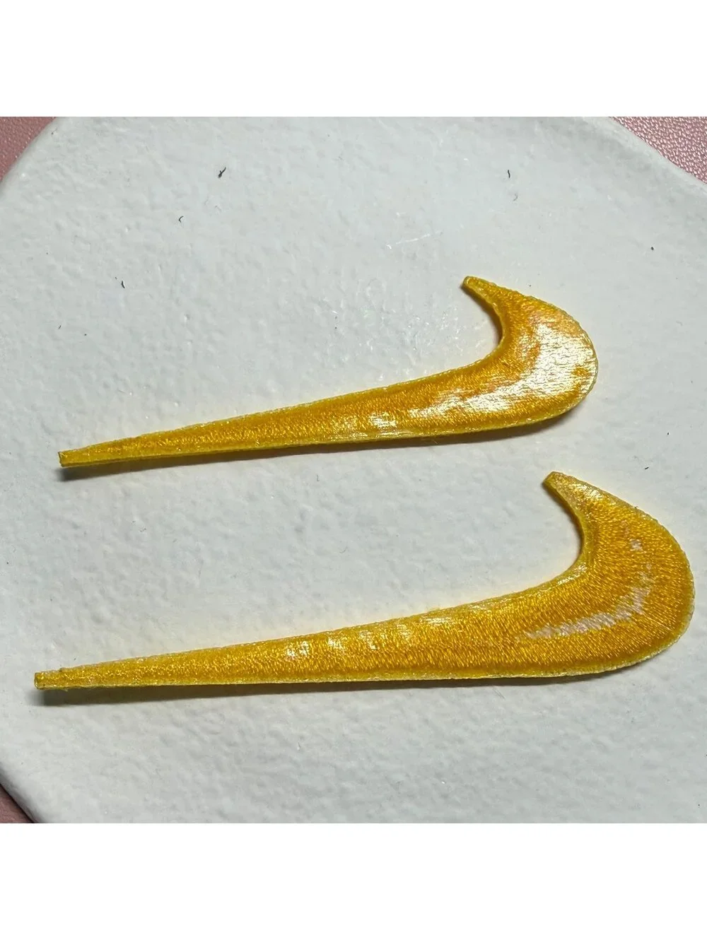 2 Pc of Nike Embroidered Swoosh Iron On Patches Yellow 2.5 And 3 inches